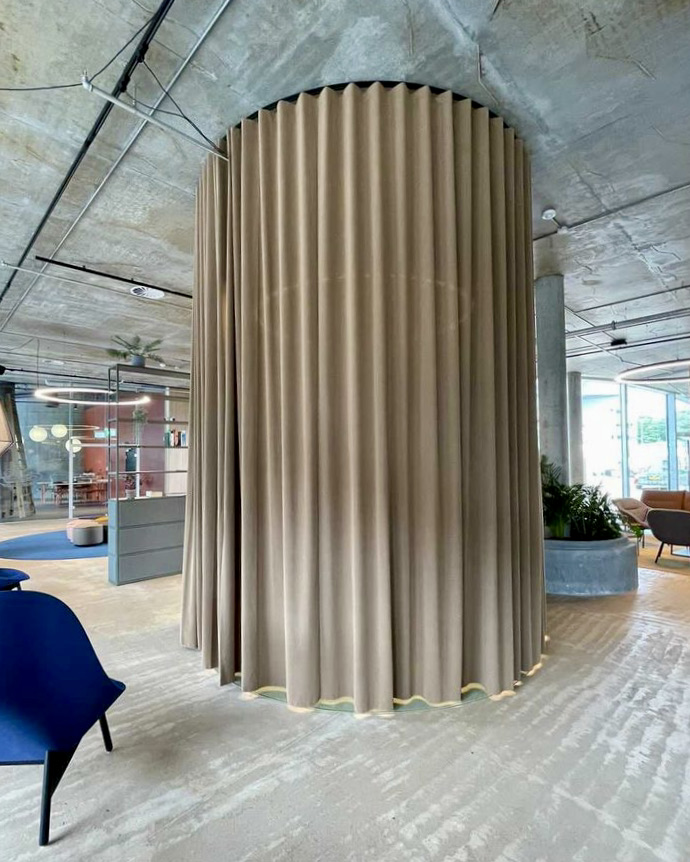 A Place To. 5001 as roomdivider with wave curtains
